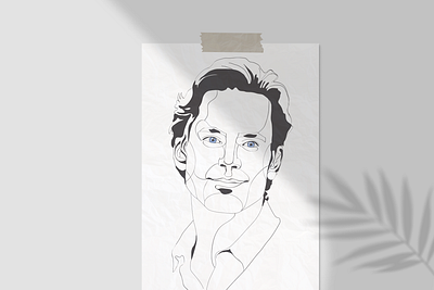 White Collar drawing fanart illustration ink line linear lineart linework matt bomer neal caffrey portrait poster series throwback vector white collar