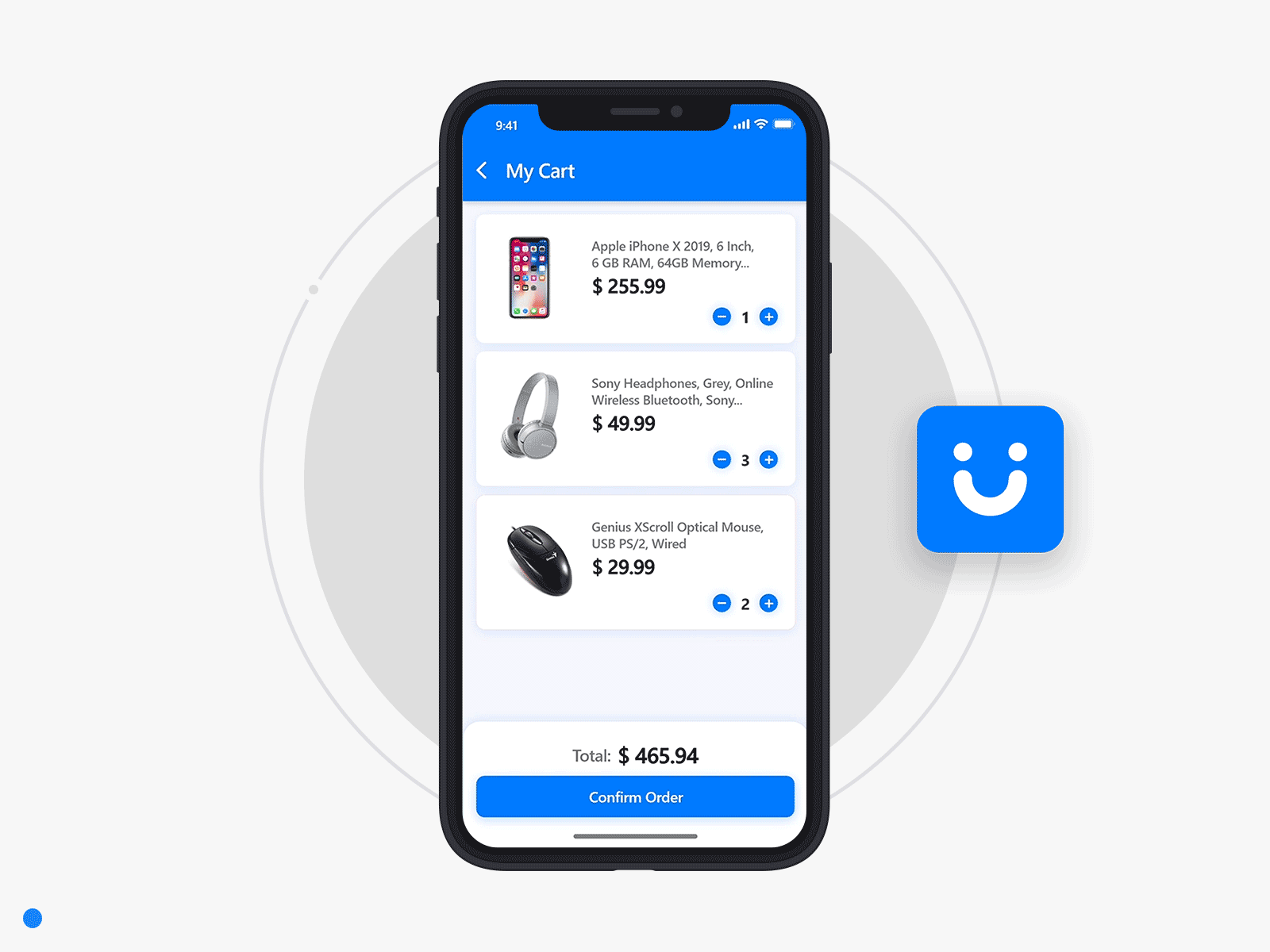 yallabuy My Cart 🛒 animation blue delete design ecommerce gif ios items list mobile ui my cart online shopping product design prototype ui ux