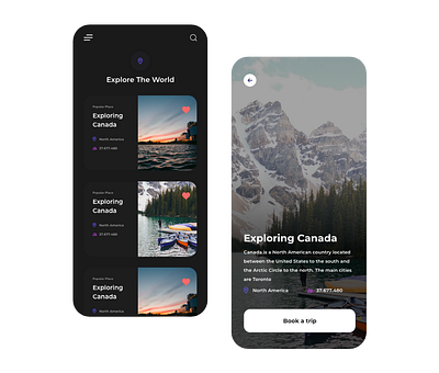 Travel UI Shot adobe xd canada graphic mobile ui ui design uiuxdesign ux design uxdesign