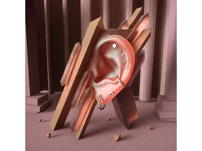 Ears piercing 3d 3d art advertising branding c4d cinema4d design diamond diamond earings ears piercings gold golden golden earings graphic design octane piercing piercings product product design
