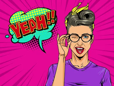 Comics Creator Women Popart adobe illustrator advertising colorful art comics graphic illustration pin pop art vector vector illustration vintage woman women women in illustration