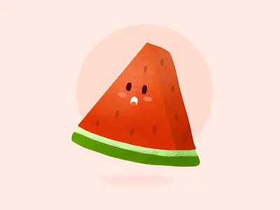 Cute Watermelon🍉 cartoon character cute design food fresh fruit grainy graphic graphic design icon illustration juicy nature noise slice summer sweet tropical watermelon