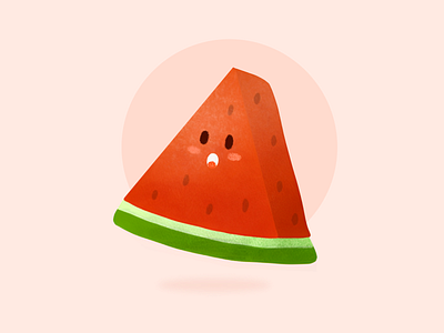 Cute Watermelon🍉 cartoon character cute design food fresh fruit grainy graphic graphic design icon illustration juicy nature noise slice summer sweet tropical watermelon