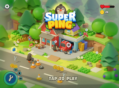 Super ping 3d color concept design game illustration ui