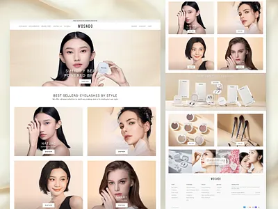 Wosado Eyelashes – Clean & Luxurious Homepage Design Concept beauty clean ecommerce eyelash homepage luxury personal care shopify ui design ux design website