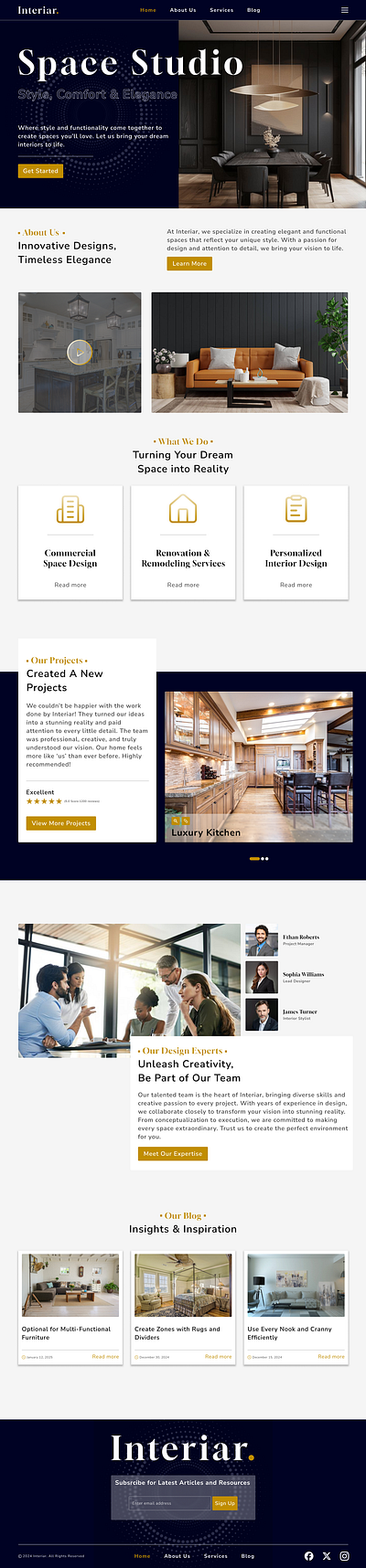 Interiar – Interior Design Website architecture clean ui commercial interiors furniture design home decor interior design interior styling landing page luxury interiors residential design space planning web design website concept