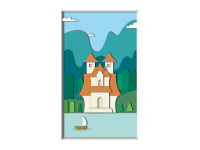 记录·剪纸风练习 building flat illustration vector
