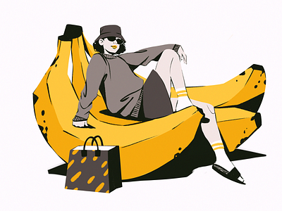 Yellow Vibes Illustration banana colors creative illustration design design studio digital art digital illustration digital painting fashion fruit graphic design illustration illustration art illustrations illustrator outfit people posing woman yellow