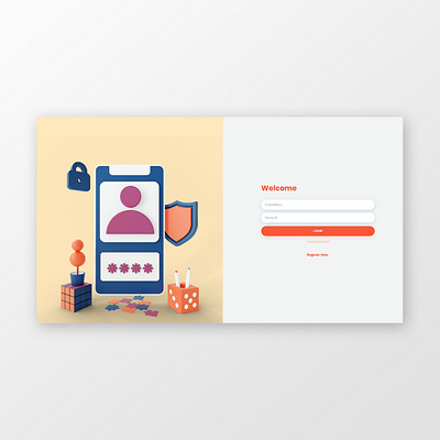 login 3d illustration blender 3d clean design illustration landing page login login page minimalist rendering simple ui ux web web illustration website