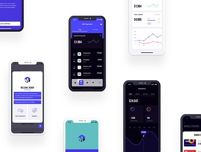Mamoobank - Light mode & Dark mode bank bank app bank card banking app card cards ui chart clean ui finance illustration mobile app pop up statistics ui ui design ui kit ui ux user interface wallet app wallet ui