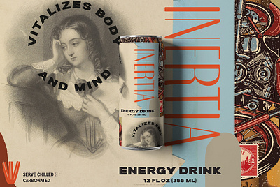 Inertia Energy Drink black and white can collage drink energy drink mockup modern retro typeface vintage