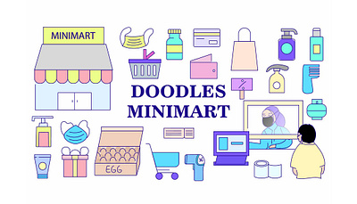 Doodle Minimart buy buyer cashier cashierlive doodle icon illustration logo minimart shooping social distancing supermarket