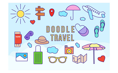 Doodle Traveling doodle flat design graphic design handrawn illustration travel vector