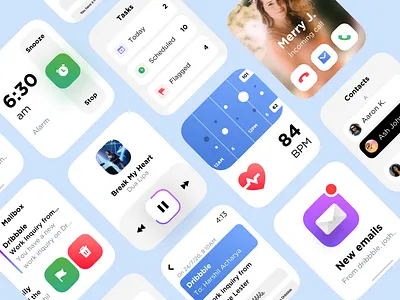 Watch OS - UI Screens alarm app design ios watch minimal musicapp ui uidesign uiux ux watch watch app watch os watch ui
