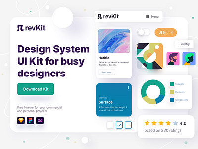 RevKit - Design System UI Kit • Freebie best uikit chart components design system dsm figma free freebie library mobile mobile app mobile app design sketch sketchapp ui uikit web web design website design xd