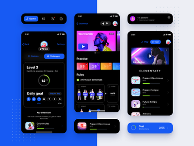 Alabama app. Iteration. app dark mode figma game ui interaction ios neon rules score segmented control sketch tab bar ui ux