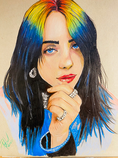 Billie colored pencil icon illustration