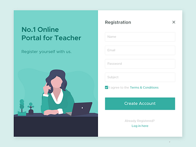 Registration UI clean ui color palette design layout design minimalist mobile ui online education online training product design soft ui tablet app teacher teaching uidesign uiux uxdesigner visual design web design website design xd design