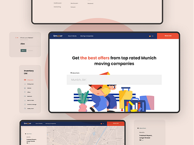 Smoovr – Moving Services Website Flow clean concept creative delivery infrastructure layout logistics minimal moving pastel transport ui ux