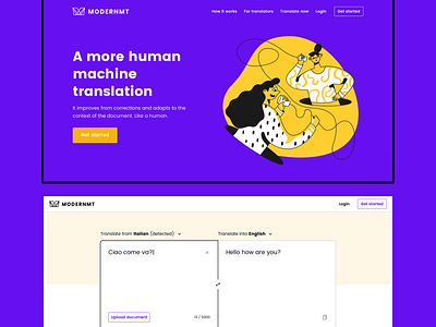 A more human machine translation app illustration layout machine translation ui web website