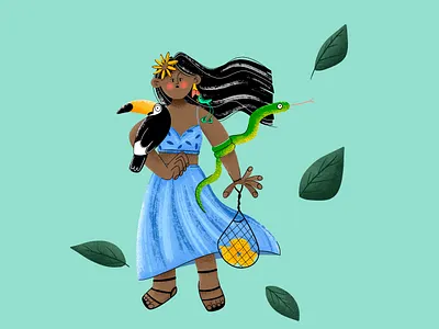 Exotic vibes flat illustration 2d character art characterdesign colorful digital painting digital2d exotic flat illustration flatdesign girl illustration procreate art