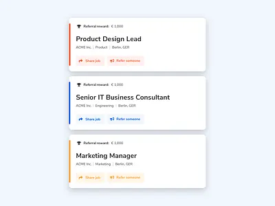Talentry Referrals - Job Cards cards cards ui interface design jobs referrals talentry ui user experience ux uxui