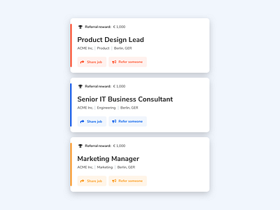 Talentry Referrals - Job Cards cards cards ui interface design jobs referrals talentry ui user experience ux uxui