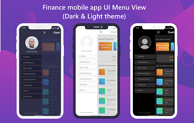 FInance Mobile App UI menu branding design mobile app design ui uidesign uiux ux uxdesign web design