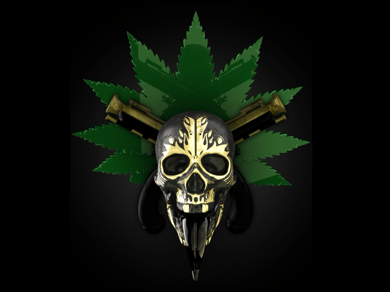 Vibin Cult 3d blackletter gold goth gun leaf motiongraphics pirate poster punk skull tattoo tongue