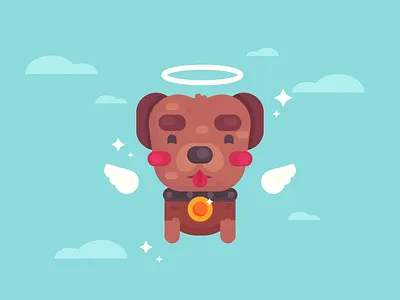 All dogs go to heaven. angel character character design cute dog dogs flat design heaven illustration pet loss sad