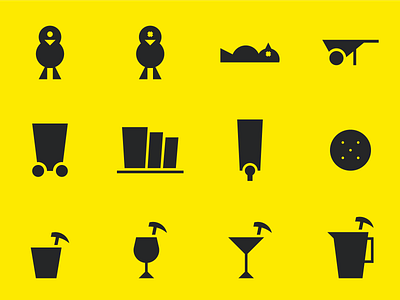 Crafty Canary Brewery Icons beer bird brewery canary glassware hazard iconography minimalism mining warning