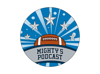 Mighty 5 Podcast design football illustration logo sports