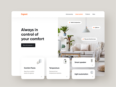 Gigaset Smart Home brand brand design brand identity branding card ui desktop ecommerce gigaset identity light ui minimal shop smart home ui ux website