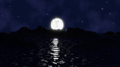 LAKE SIDE 3d blender bloom easy environment lake lakeside moon night starry night stars