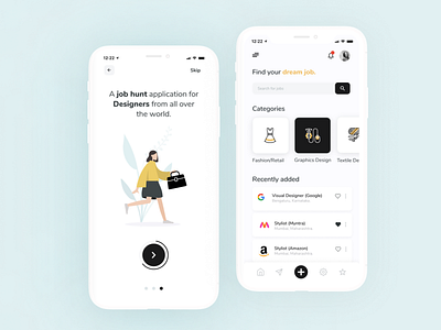 Designer's Job Hunt Application app design figmadesign ui ux