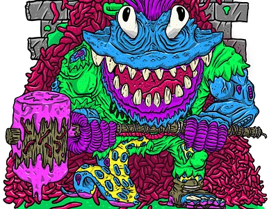 TMNT Wyrm digital art digital illustration digitalart gross illustration mutant ninja turtles procreate slime tmnt worms wyrm