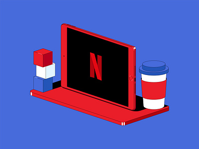 Netflix - Isometric Illustration abstract colors concept creative dribbble illustration isometric illustration latest minimal netflix netflix and chill vector