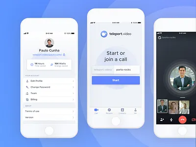 Teleport.Video • iOS App Screens collaboration ios ios app ios app design mobile mobile app remote remote work screens ui design ux ui ux design video video communication video conference video conferencing web app webapp webapp design