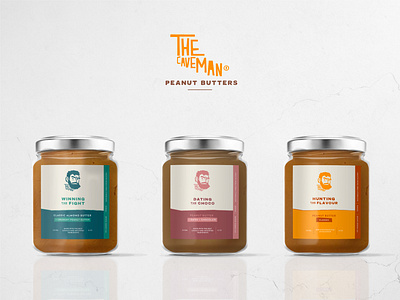 Peanut Butter The Caveman branding jars label label design minimal packaging packaging design peanut butter tasty