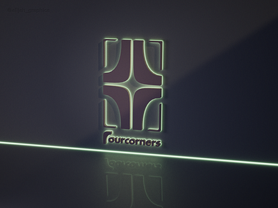Fourcourners 3d art brand branding clean design graphic design illustration logo minimal mockup photoshop