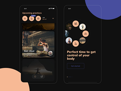 Yoga App - Book your exercises app app design application art art direction black branding branding design concept creative design design design app ios ios app design minimal surfing ui ux uxdesign yoga