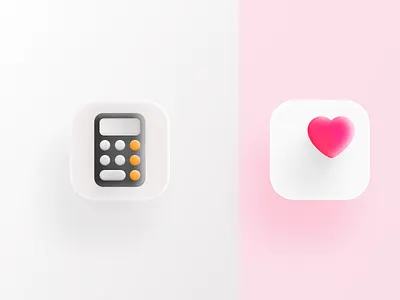 Health and calculator icons in Big Sur. app app design application appstore big big sur calculator calculator app design health heart heath app icon icons love shadow surf ui