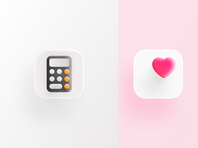Health and calculator icons in Big Sur. app app design application appstore big big sur calculator calculator app design health heart heath app icon icons love shadow surf ui