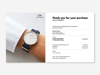 Email Receipt branding design concept design dailyui daniel wellington email design email receipt figma design uichallange uidesign web