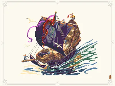 Pirat ship ☠️⛵️[pixel art] 16bit 8bit 8bit art 8bitart aseprite book illustration corsair editorial illustration game art illustration pirate ship pirates pixel pixel art pixel artist pixelart pixels sailer sprite