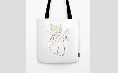 Vagabond Heart Tote Bag blackandwhite heart illustration line art tote bag
