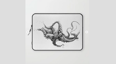 BLACK INK Laptop Sleeve black white draw illustration line art octopus