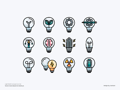 Light Bulb Concept Icon set app color line concept creative design education icon illustration infographic learning light bulbs symbol vector website