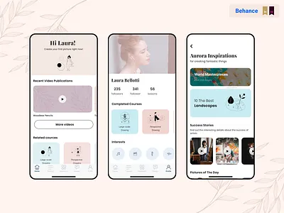 Aurora App for Artists app app design application colorful design interface painting uiux