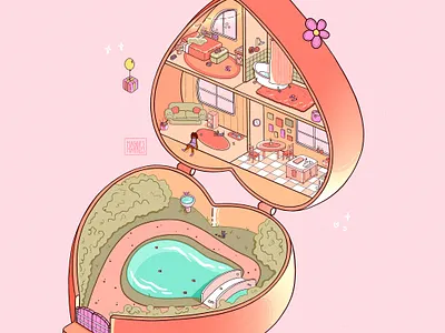 Polly Pocket Art cartoon digital art digital artwork digital illustration illustration illustrator ipad art isometric isometric art procreate